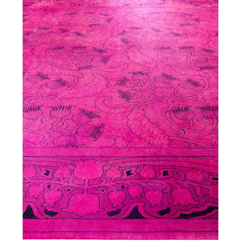 Overdyed One-of-a-Kind Hand-Knotted Area Rug - Pink - 9' 10" x 13' 9"