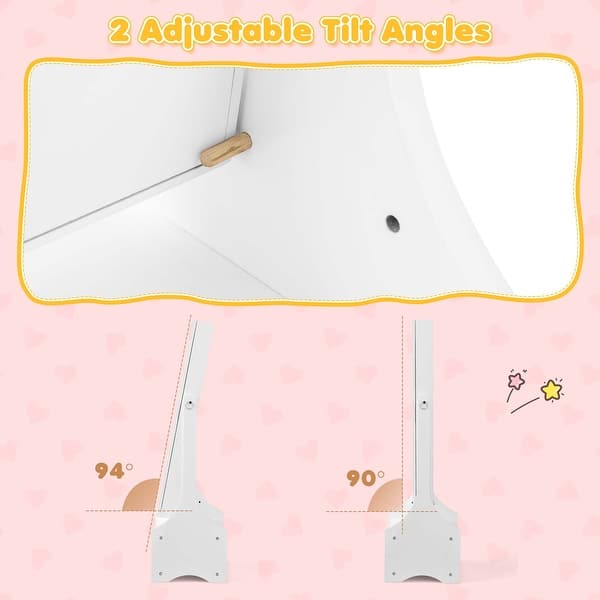 dimension image slide 0 of 2, Costway Kids Vanity Set Princess Makeup Dressing Table & Chair Set - See Details