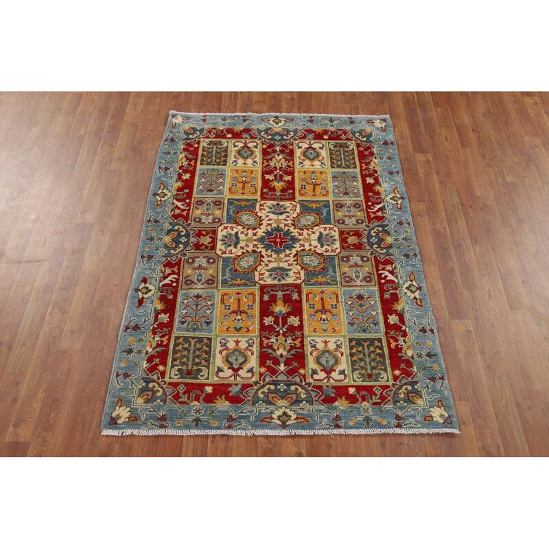 Garden Design Kazak Accent Rug Hand-Knotted Blue Wool Carpet - 4'0" x 5'10"
