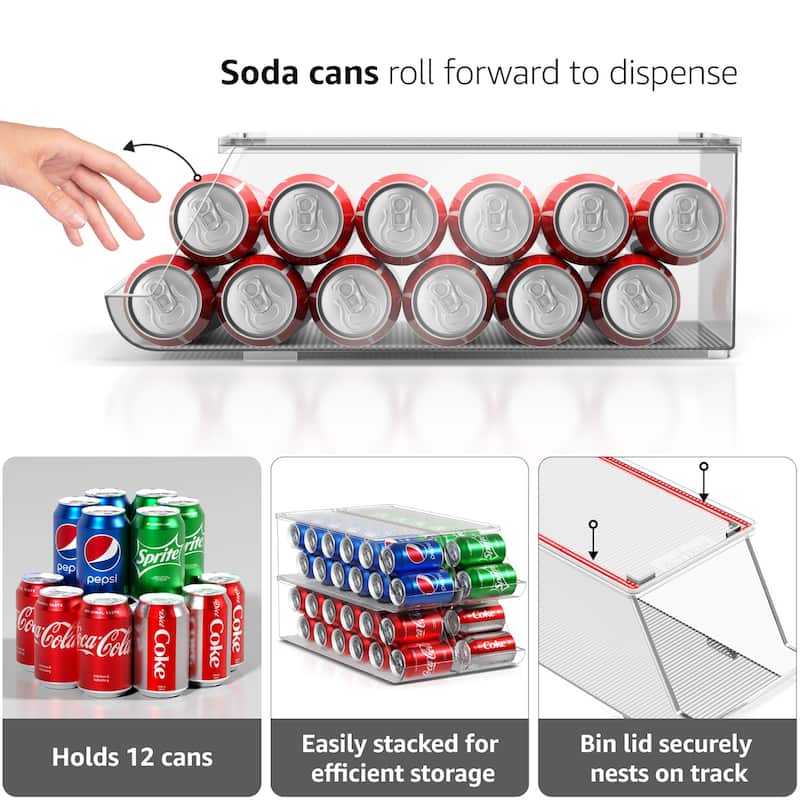 12 Can Soda Can Organizer Drink Dispenser (2 Pack) - 17.32" L x 5.6" W x 5.9" H