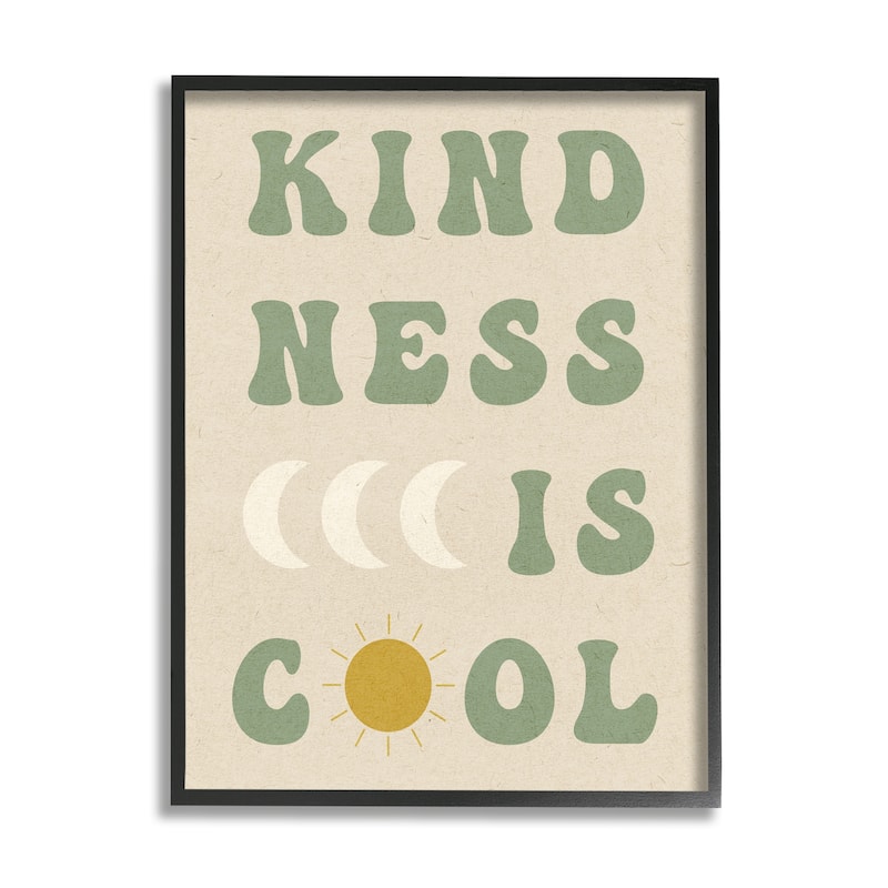 Stupell Kindness Is Cool Phrase Framed Giclee Art Design by Daphne Polselli - 11 x 14 - Black