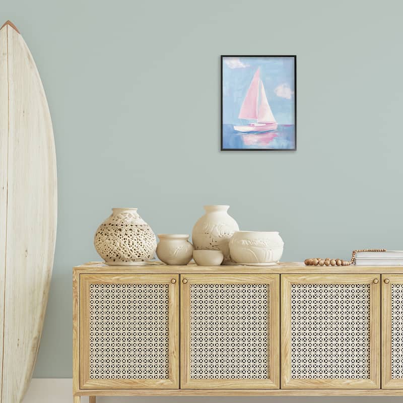 Stupell Muted Pink Sailboat Framed Giclee Art Design By Arlington Prints