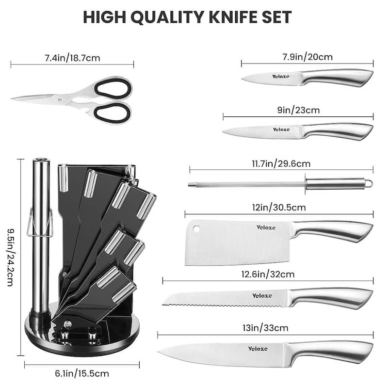 Velaze Aperol 8 pcs Knife Block Set with Storage