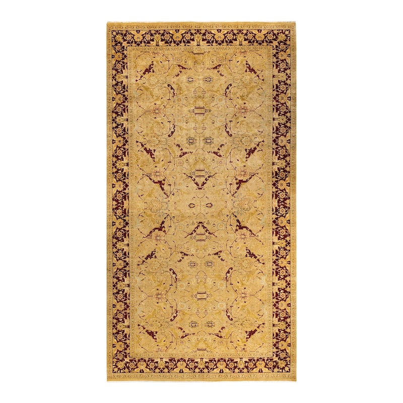 Overton Hand Knotted Wool Vintage Inspired Traditional Mogul Ivory Area Rug - 12 x 15+