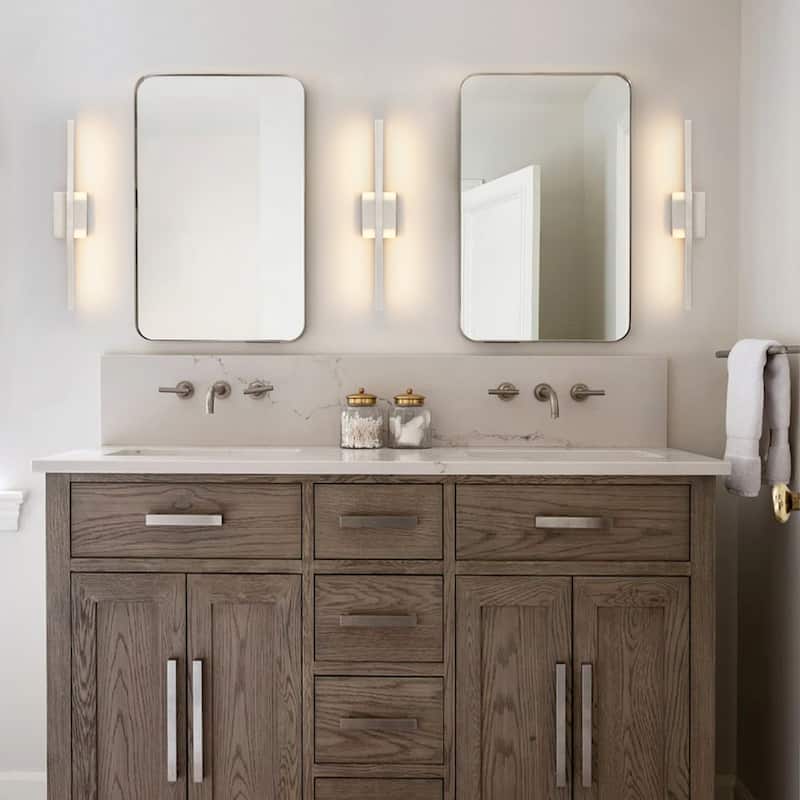 23.6" W Modern Matte Black/Stained Nickel 3000K Dimmable LED Bathroom Vanity Wall Light