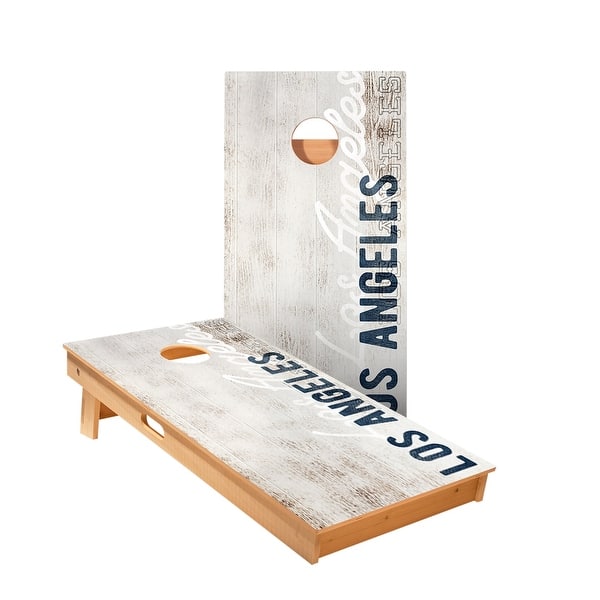 slide 2 of 5, Los Angeles Blue Vintage Gameday Cornhole Boards NO Bags - Add Board Lights