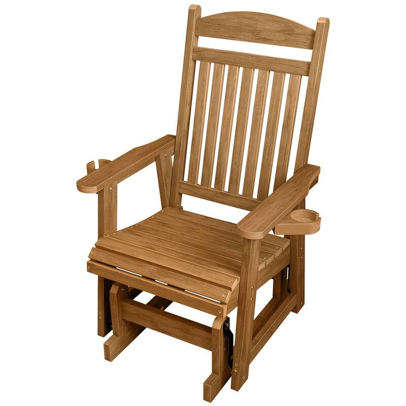 Poly Lumber Patio Glider for One Person with Cup Holders, HIPS Material, All-Weather Resistant