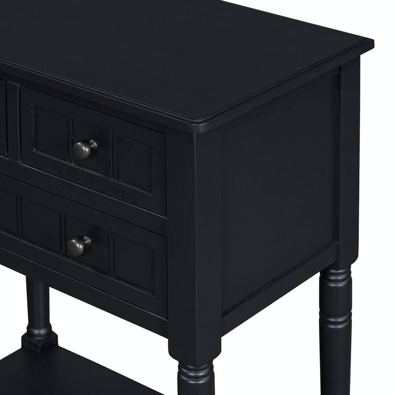 Narrow Console Table with 3 Drawers and Bottom Shelf