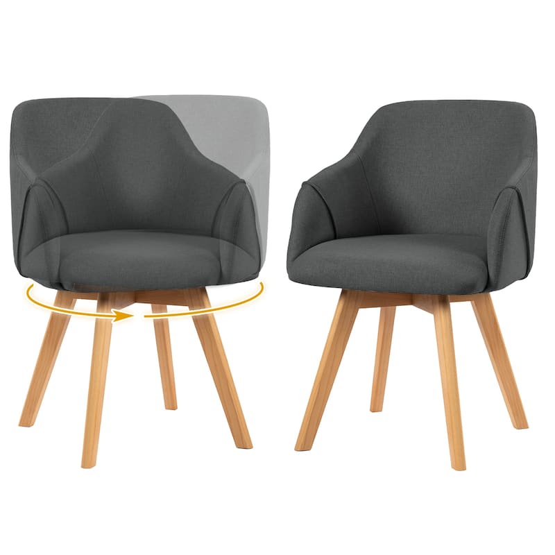 Upholstered Swivel Dining Chairs Set of 2 with Solid Wood Legs - 33.1" H x 21.5" W x 22.5" D