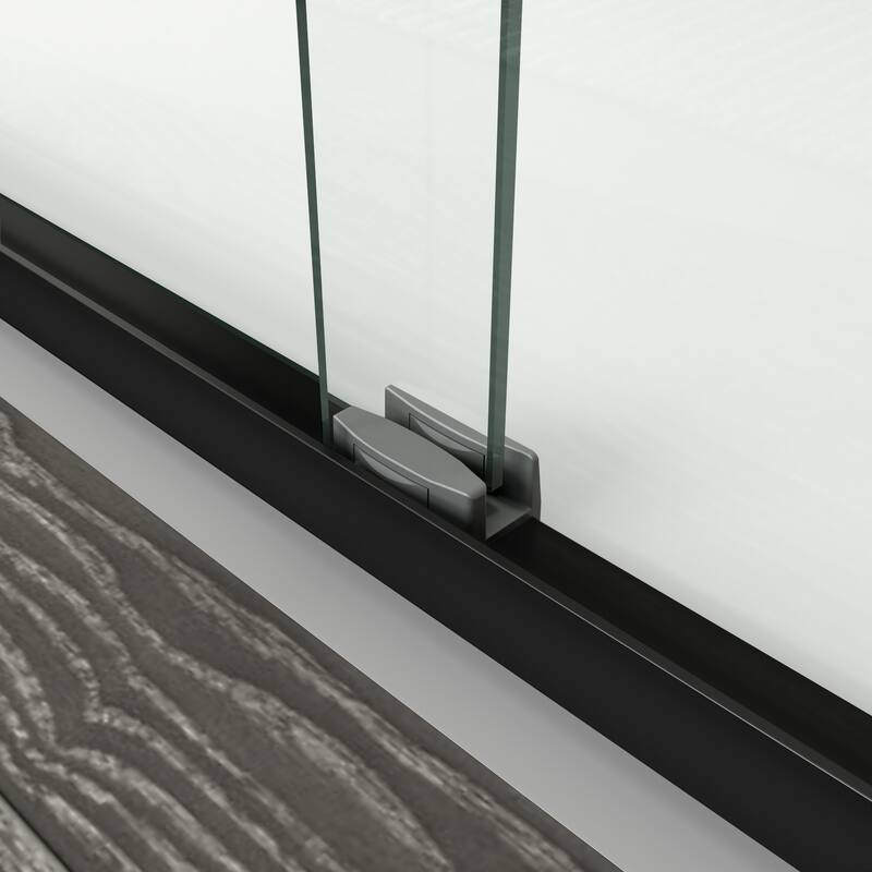 ABRUZZO 44-48" W x 72" H Semi-Frameless Double Sliding Tempered Glass Shower Door with Dual Towel Bars