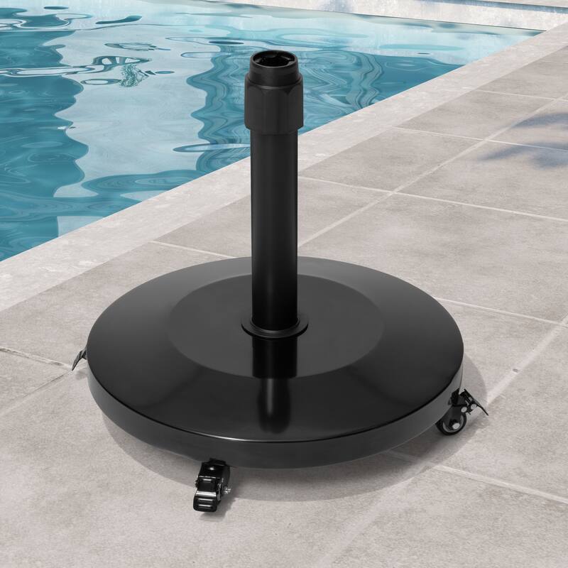 VredHom Round Market Umbrella Base Concrete / Cement Metal With Wheels
