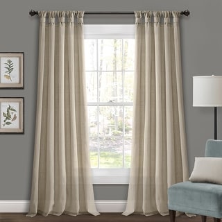 Porch & Den Alsea Burlap Knotted Tab Top Window Curtain Panel Pair