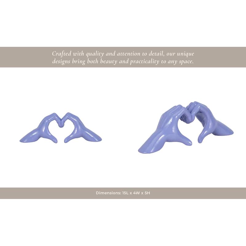 Sagebrook Home Resin Polyresin Sculpted Hands Heart Figurine Decor - 15" x 4" x 5"