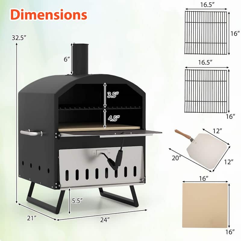 Costway 16" Outdoor Pizza Oven with Stone Peel & Grill Racks Folding - See Details