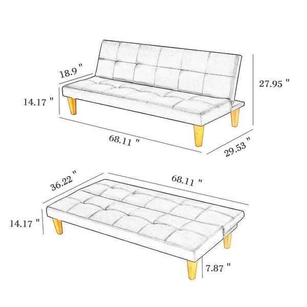 PU Leather Convertible Folding Futon Sofa Bed