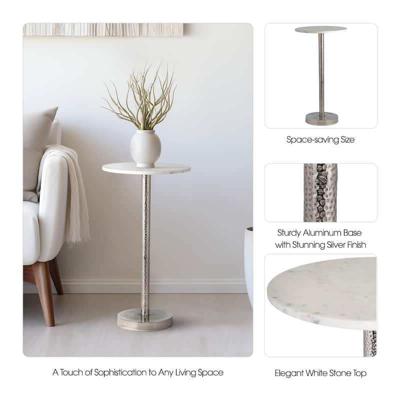 Sagebrook Home's Elegant Aluminum and Stone Accent Table - Perfect Addition to Any Home Decor