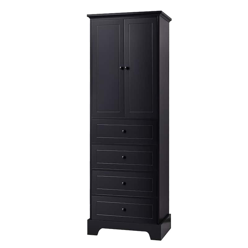Storage Cabinet with 2 Doors and 4 Drawers for Bathroom Office