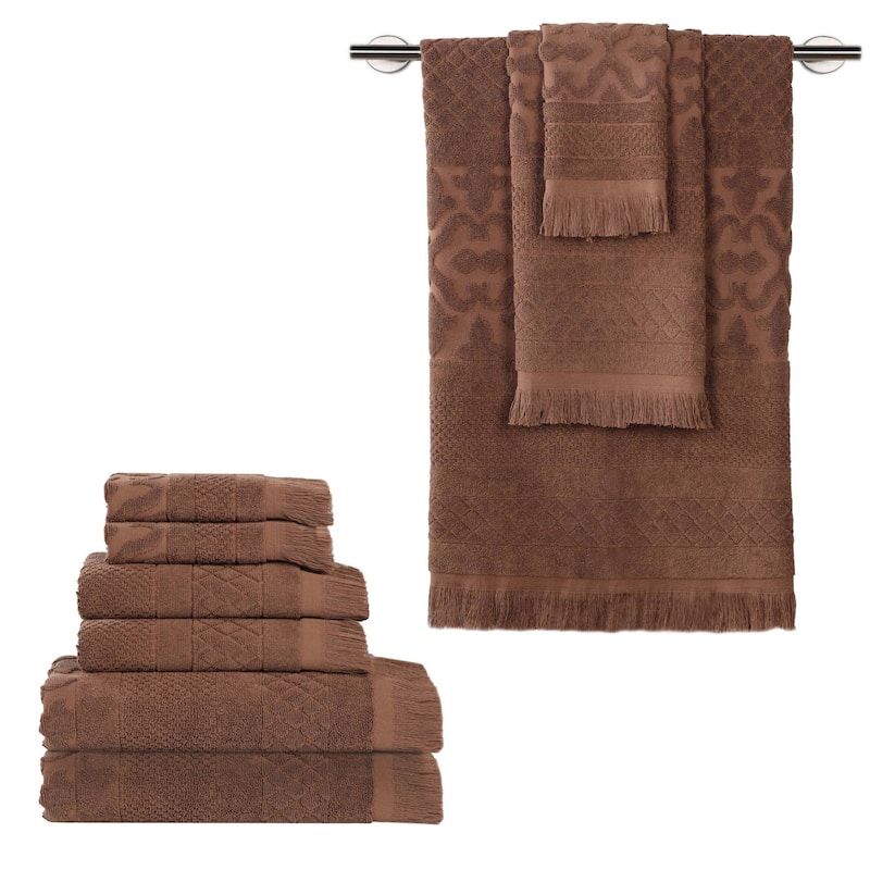 Superior Rolla Cotton Geometric Jacquard Plush Soft 9 Piece Towel Set