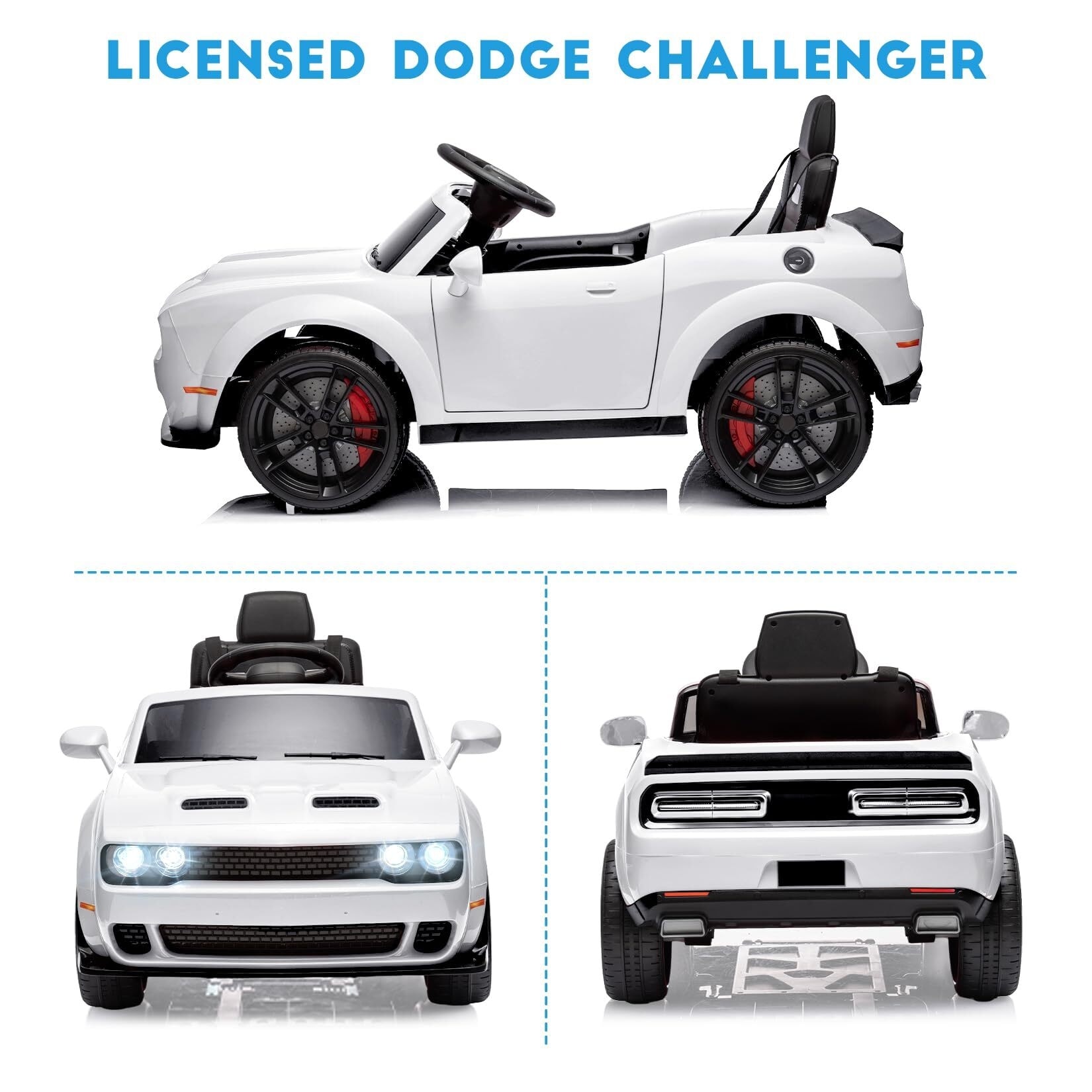 12V Kids' Electric Ride On Car, Licensed Dodge Challenger - N/A