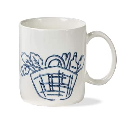 Farmers Market Ceramic Mug - 16oz Dishwasher Safe Drinkware, Blue Multi, Perfect for Summer, 4" H x 3.75" L x 5" W