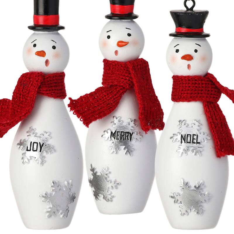 5.5" Resin Caroling Snowman Ornament Set of 3