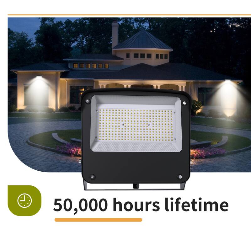 Outdoor LED Floodlight, IP65 Rated Waterproof Light, 5000K Daylight, 80/100/150W Wattage Selectable, UL Listed, 1 Pack - 12.69