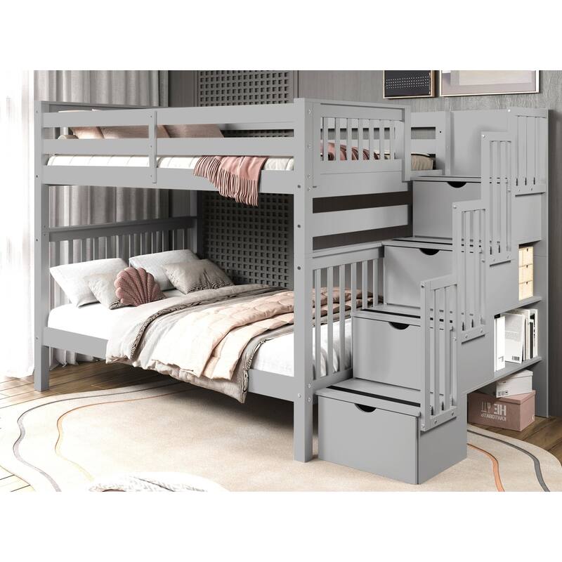 Taylor & Olive Trillium Full over Full Stairway Bunk Bed