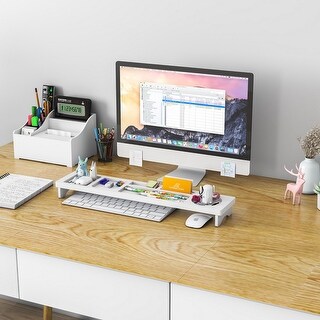 Home Office Wood Desk Storage Desktop Organizer White Color - Bed Bath ...
