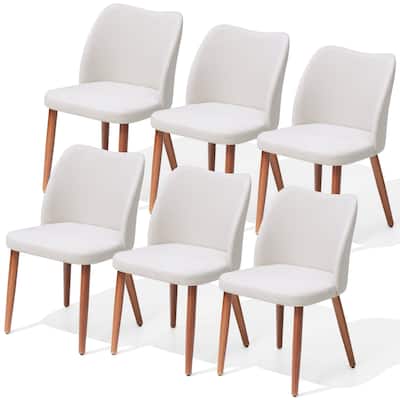 Modern Upholstered Dining Chairs with Padded Seat and Wood Legs