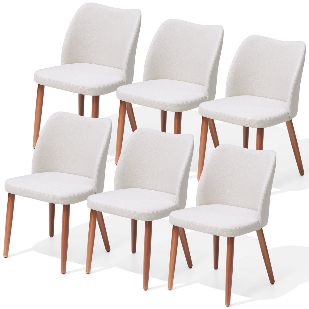 Modern Upholstered Dining Chairs with Padded Seat and Wood Legs