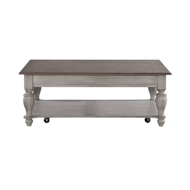 Ocean Isle Antique White & Weathered Pine 3-Piece Cocktail Table Set