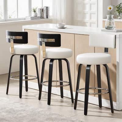 Upholstered Swivel Counter/ Bar Stools with T-Shaped Backrest