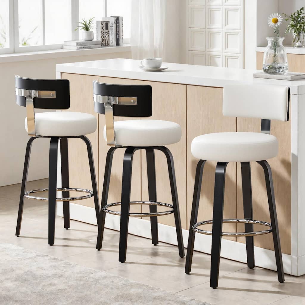 Upholstered Swivel Counter/ Bar Stools with T-Shaped Backrest