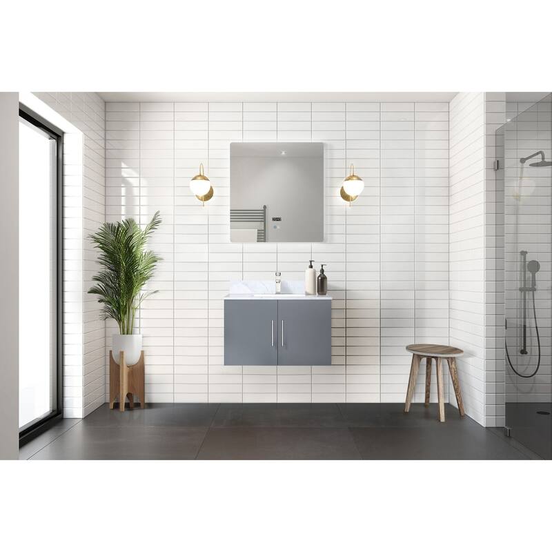 Bathroom Vanity with Marble Top, Soft Close Cabinet, Spacious Storage, and Mirror Included - Scratch and Stain Resistant