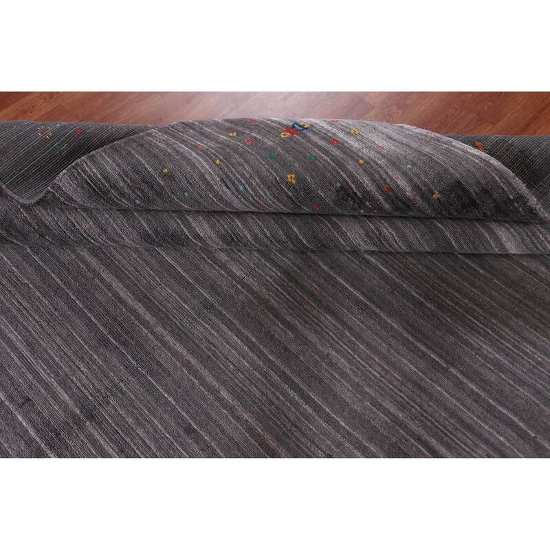 Hand Knotted Oriental 100% Wool Carpet Tribal Tribal Greys & Charcoal Gabbeh Area Rug - 10' 0'' X 7' 10''
