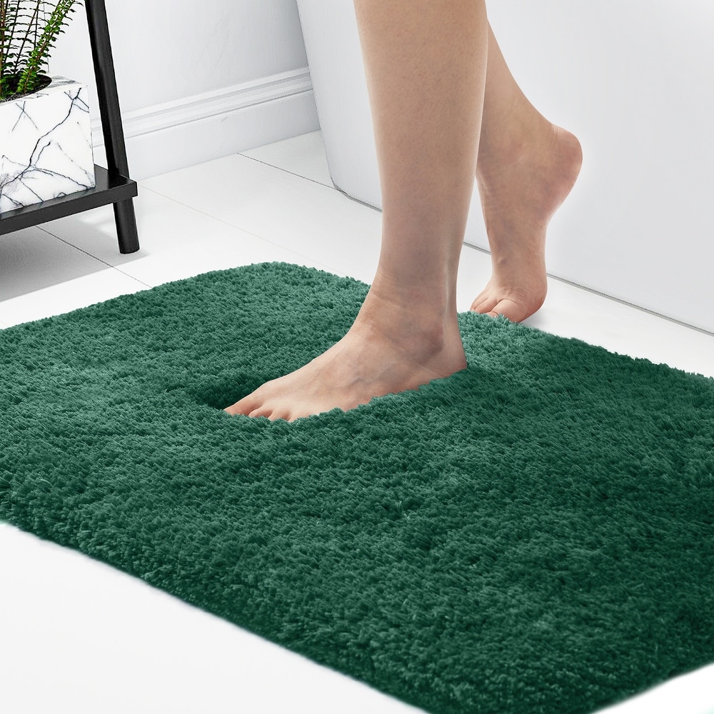 Large Bathroom Rug Non Slip Bath Mat (47x17 Inch Ivory) Water Absorbent  Super Soft Shaggy Chenille Machine Washable Dry Extra Thick Perfect  Absorbant Best Plush Carpet for Shower Floor 