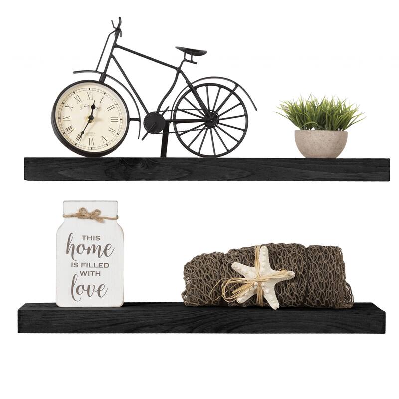 Rustic Wooden Floating Wall Shelves (Set of 2)