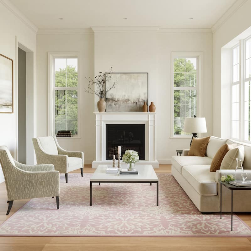 Nourison Jubilant Floral Medallion Area Rug - 7' 10" x 9' 10" - Pink