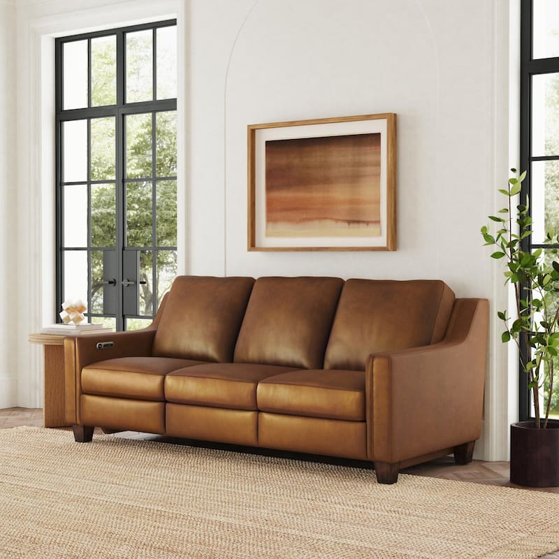 Finley Leather Power Inclining Sofa by Flexsteel - 82" x 36" x 38" - Brown