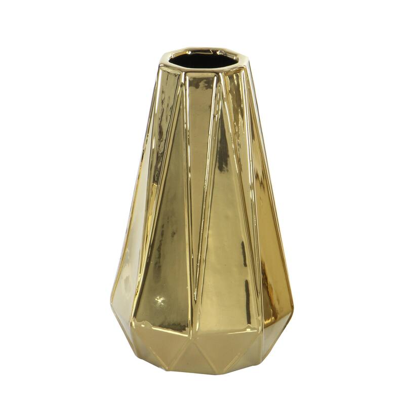 Ceramic Geometric Faceted Decorative Vase - Set of 3 Gold - Roche River Decor