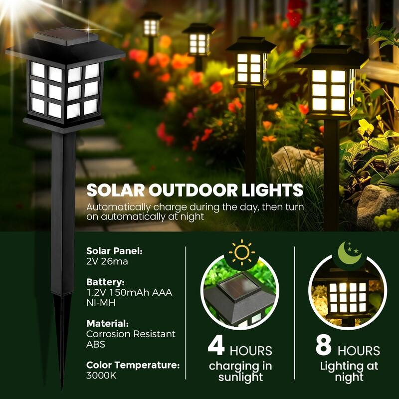 Solar LED Outdoor Garden Pathway Light (Warm White)
