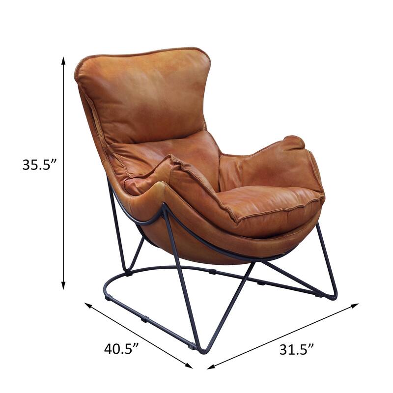 Doyle Aperol and Black Wingback Accent Chair