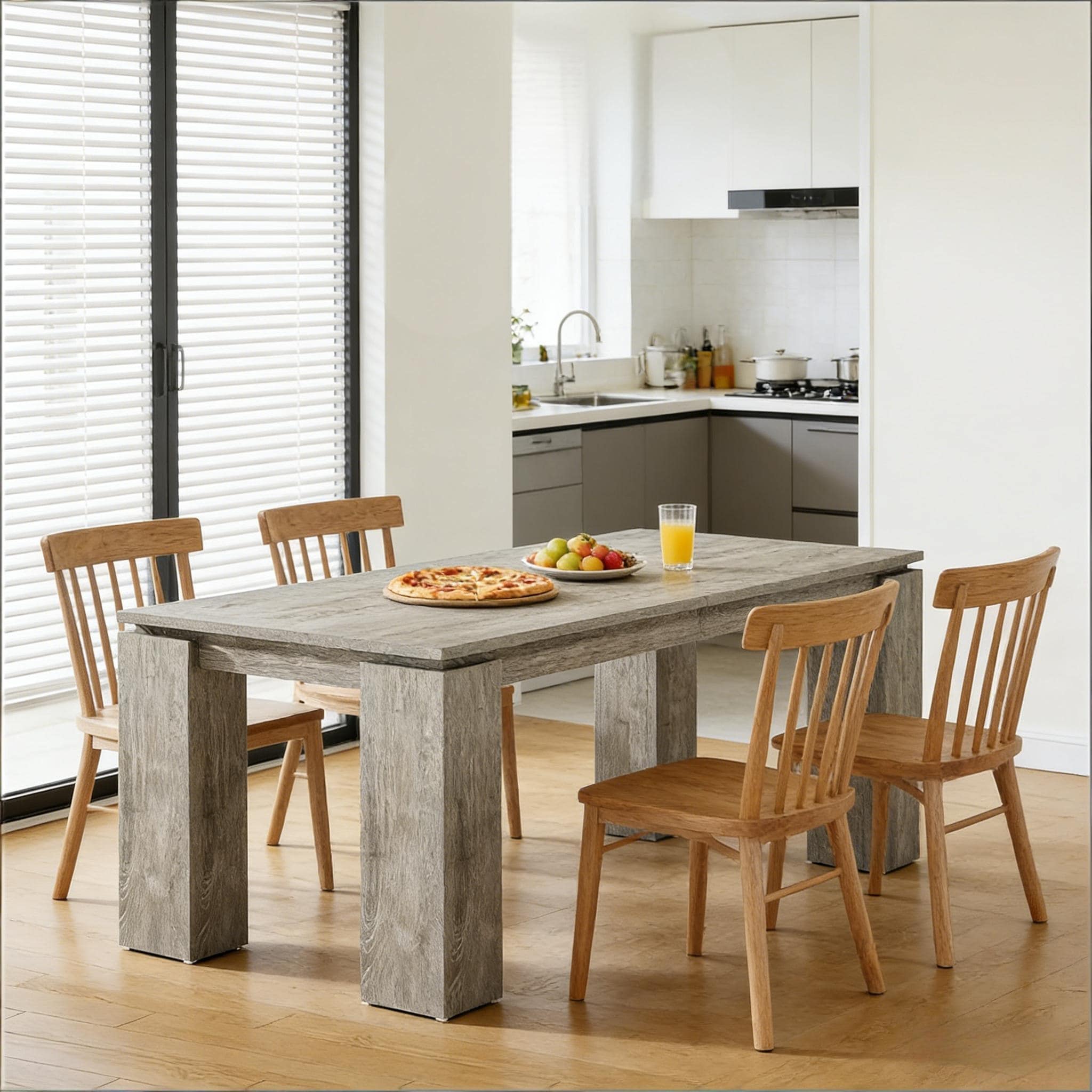 Dining Table for 6-8, Wood Kitchen Table with Thick Stable Legs, Large Work Table Meeting Table for Dining