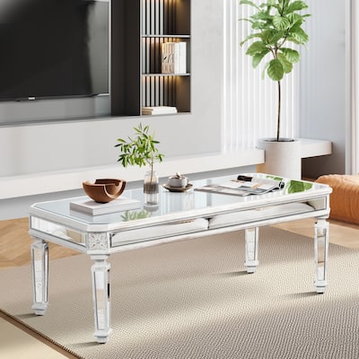 Rectangle Glass Silver Mirrored Coffee Table