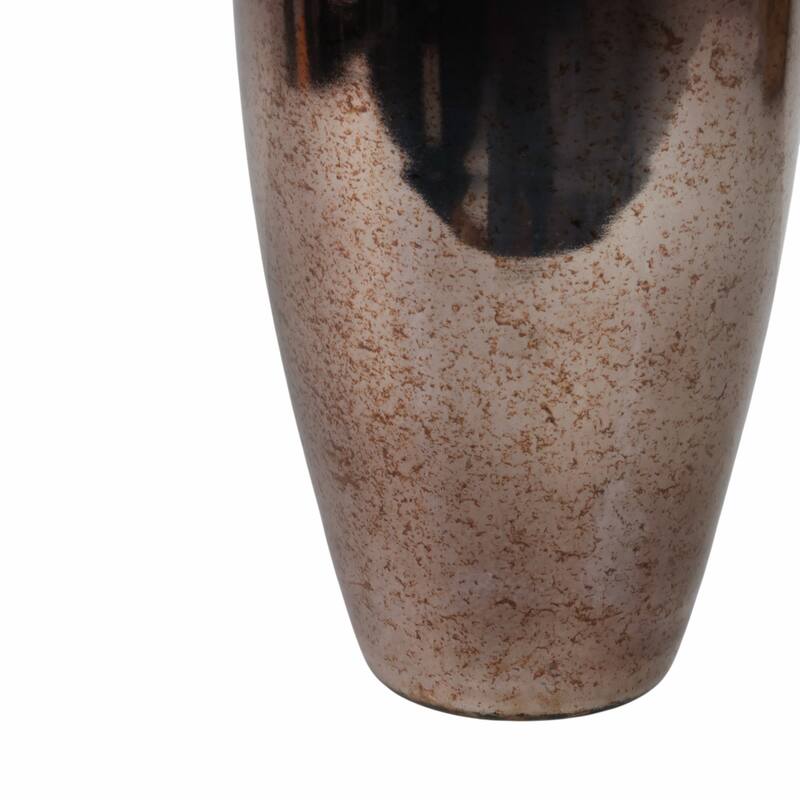 Glass Vase with Sculptural Aluminum Accent Metal Transitional Style