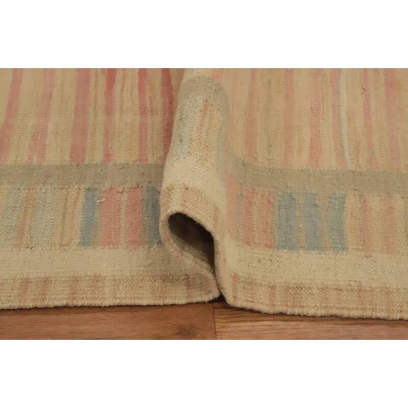 Hand Woven Oriental 100% Wool Carpet Southwestern Tribal Multi-Colored Kilim Runner Rug - 9' 9'' X 2' 6''