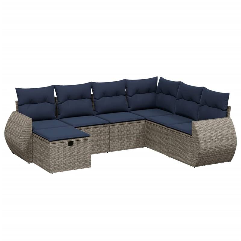 vidaXL Patio Sofa Set with Cushions Outdoor Conversation Furniture Poly Rattan - 24.4" x 24.4" x 27.2"