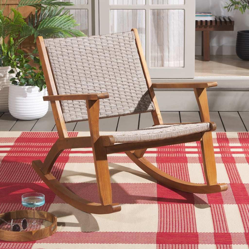 SAFAVIEH Outdoor Patio Furniture Daniel Rocking Chair - 26"W x 37"D x 32"H
