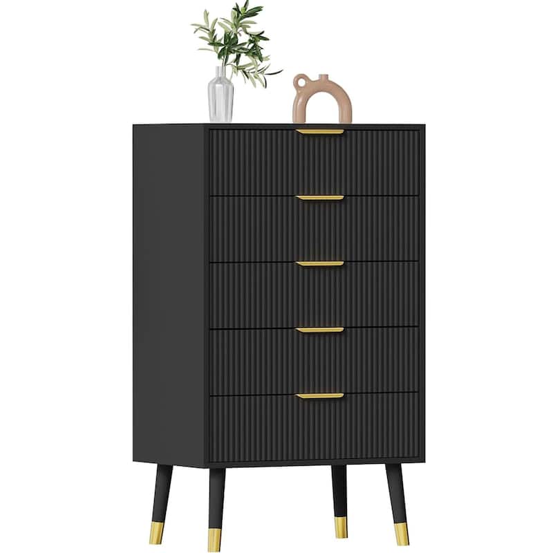 5 Drawer Dresser for Bedroom - Black