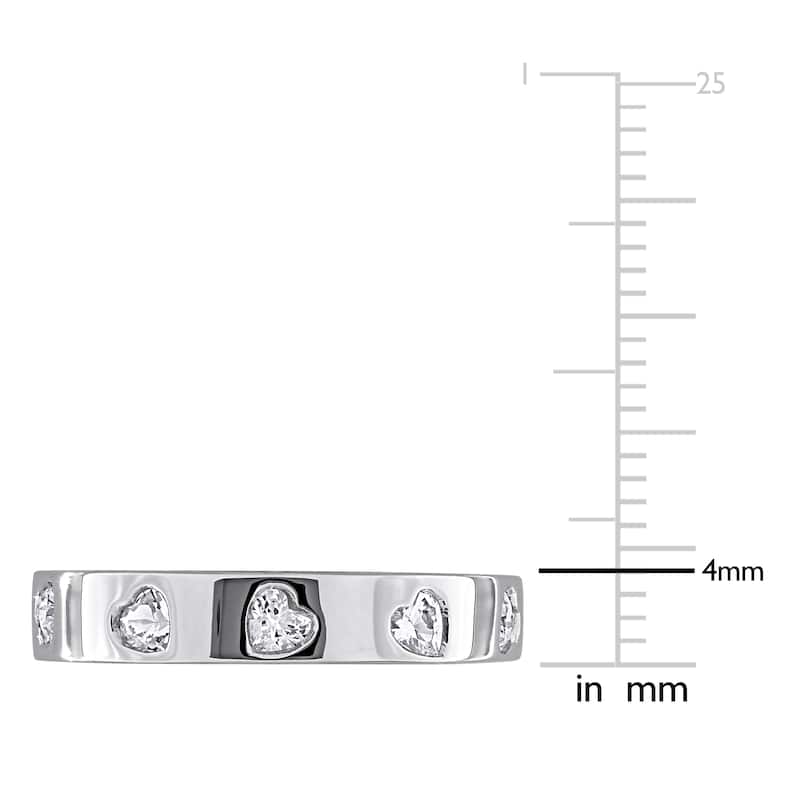 Miadora 1 1/2ct TGW Created White Sapphire Heart Eternity Ring in Sterling Silver